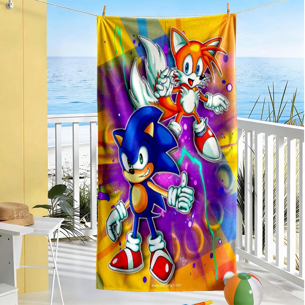Sonic Durable Beach Towel Lightweight for Outdoor Daily Use Fashion Lovers Perfect Gift for Valentine's Wedding Birthday