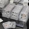 5/10/20 PCS Press-On Nail Storage Acrylic Boxes with Adhesive Sheets Transparent Nail Boxes Jewelry Storage Tool&Accessories