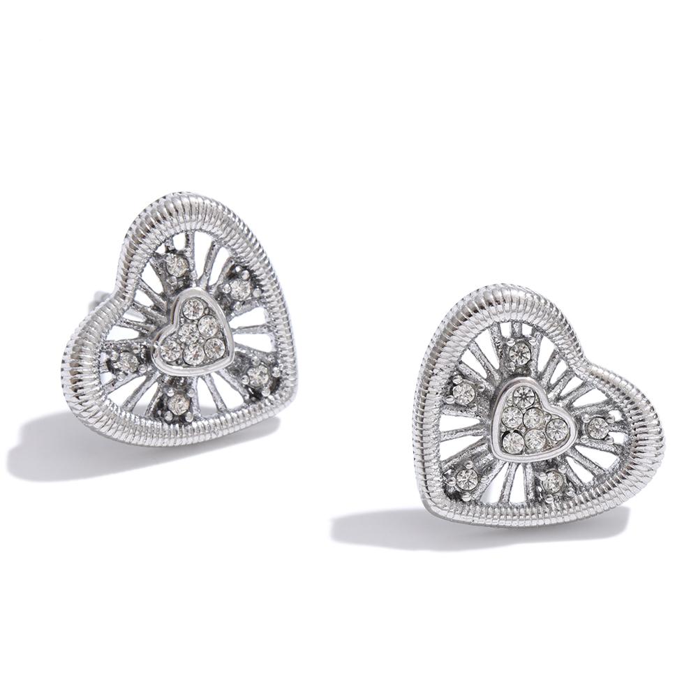 

Yhpup Valentine s Day Gift Zirconia Heart Stud Earrings Stainless Steel Exquisite Romantic Charm Jewelry Gold Platinum Plated