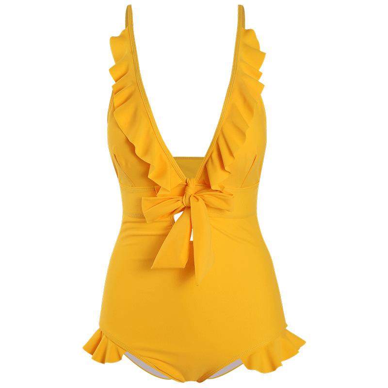 Korean Version of Turmeric Small Fresh Cute Girl Swimsuit Sexy One-piece Swimsuit Female Internet Celebrity Ins Vacation Swimsuit