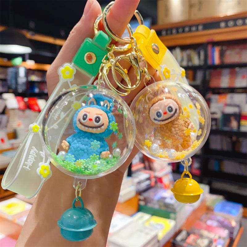 Cartoon Rocking Music Rabub Keychain Pendant Cute Labubu Bubble Beads Schoolbag Car Pendant