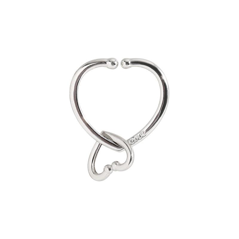 Niche Design Love Open Ring Women'S Small Fashion Temperament Trendy Creative Heart-Shaped Index Finger Ring