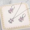 Westwood Pink Zircon Necklace and Earrings Set with Ear Cuffs - Fashionable High-End Clavicle Chain
