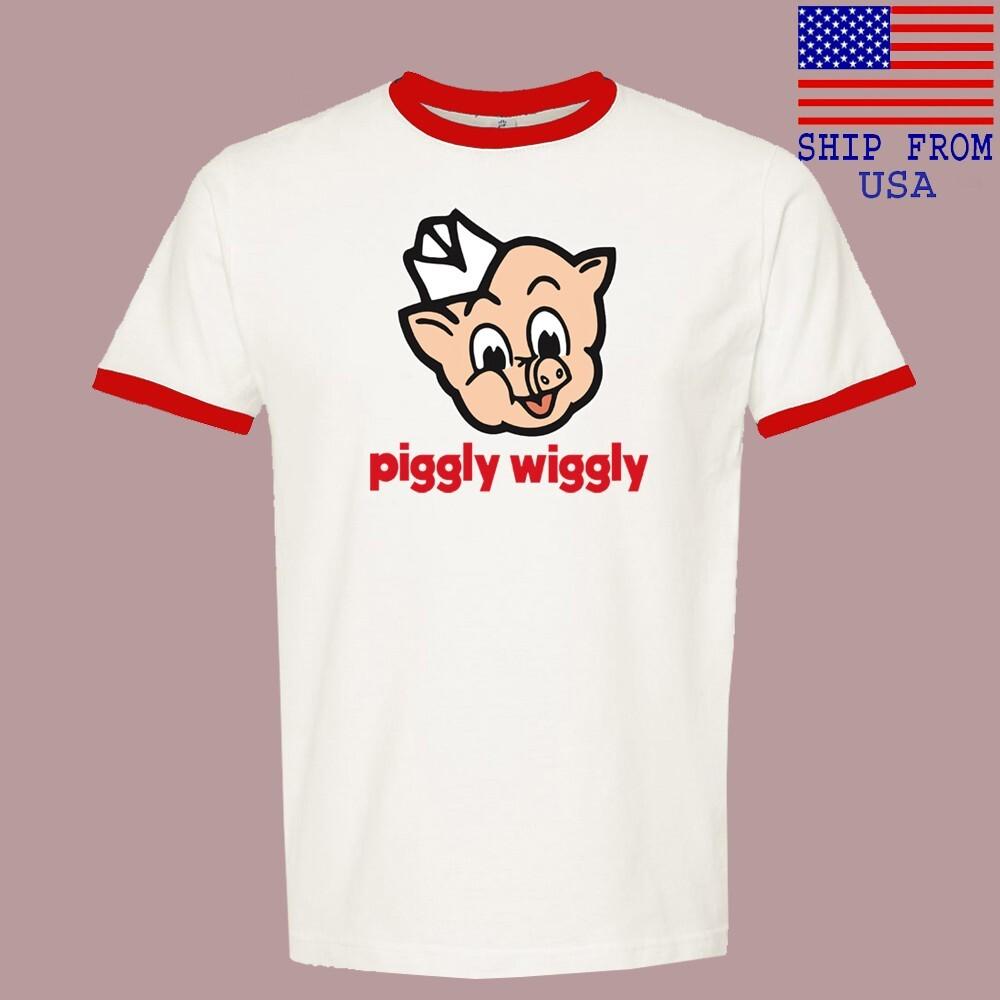 

Piggly Wiggly Store Men#039;s Ringer Red Size S3XL Unisex T-Shirt XXXXL