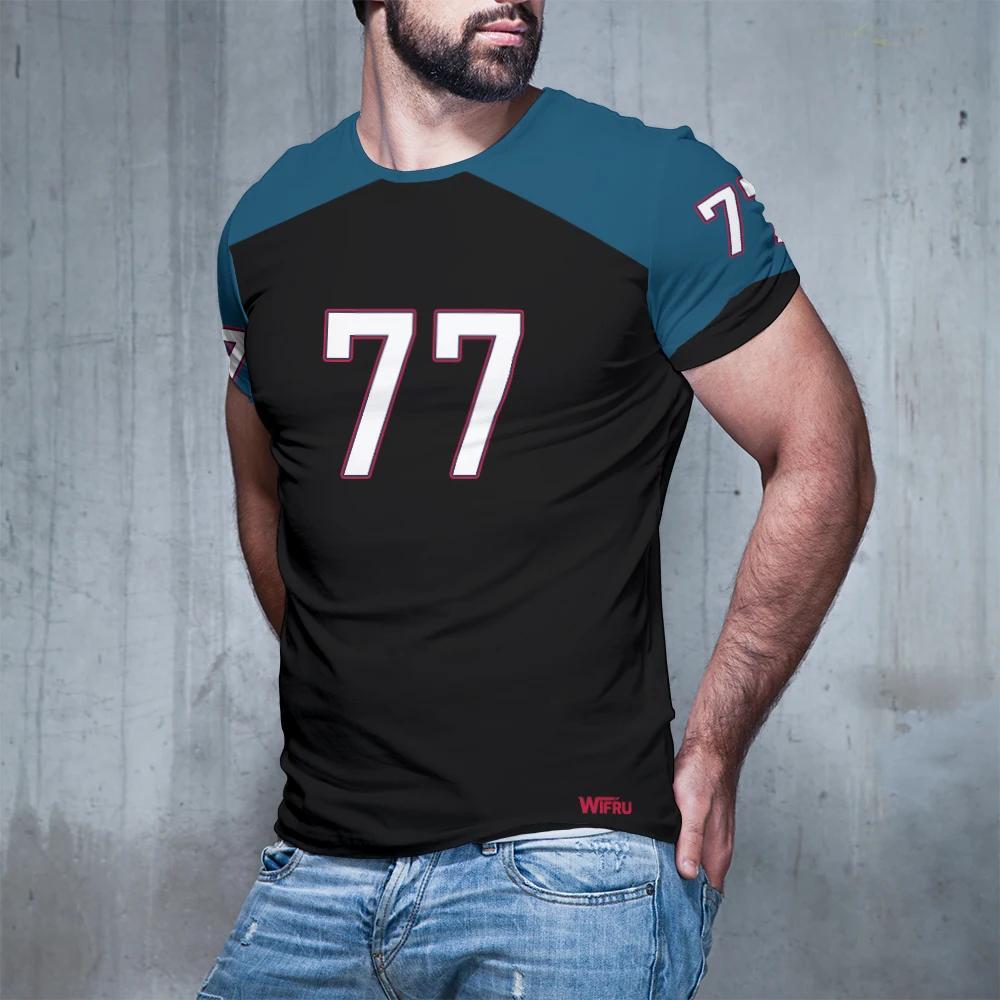 New Sports Leisure Jersey Men Fashion Simple Splicing 3D Print Streetwear WIFRU Quick-drying Custom Short Sleeve T-shirt