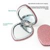 1PC Heart Shape Loose Powder Double Sided Makeup Mirror Portable For Girlfriend Mum Wife Teacher Sister Auntie Birthday Wedding