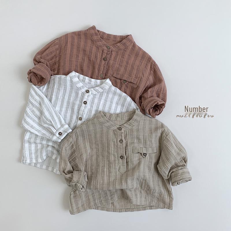 Kids' Casual Vertical Stripe T-Shirt – Korean Style, Unisex, Trendy for Ages 2-5.
