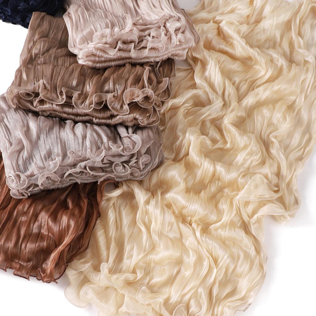 Malaysia Soft Ruffled Lurex Gauze Scarf - Breathable Spring/Summer Headscarf