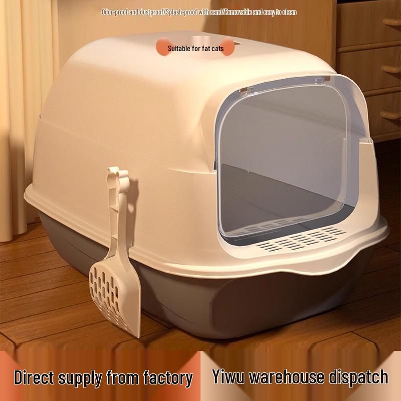 Fully Enclosed Oversized Cat Litter Box with Deodorizing Anti-Splash Design