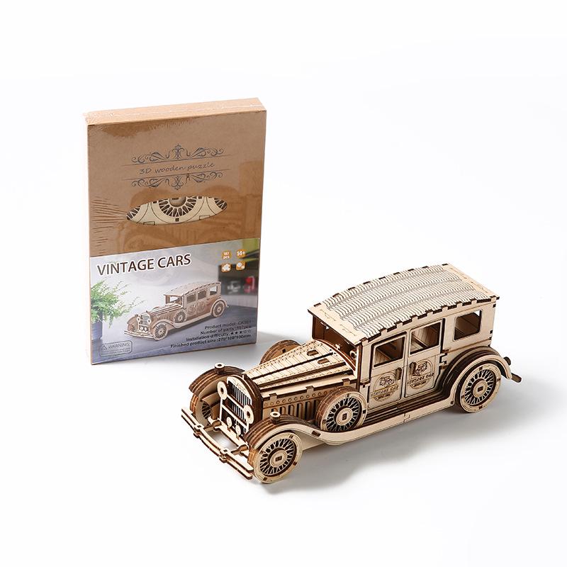 3D Wooden Classic Car Puzzle Toy for Kids