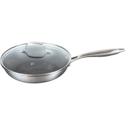 Hybrid Stainless Steel Frying and Oven Delicious with Glass AMB-3713 Professional-grade, Hassle-free Triple-layer Pan, 20cm, Induction,