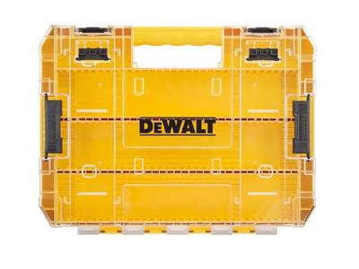 DeWalt ToughCase (Large) Organizer, Tool Box, Storage Case, Clear Lid, Removable Tray, Stackable Storage, Screws, Bits, and Small Items