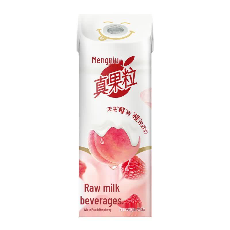 Mengniu Zhen Guo Li White Peach Raspberry Dairy Beverage, 240ml X 10