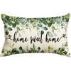 AVOIN Colorlife Home Sweet Home Eucalyptus Leaves Spring Throw Pillow Cover, 12 X 20 Inch Seasonal Floral Cushion Case Decoration for Sofa Couch