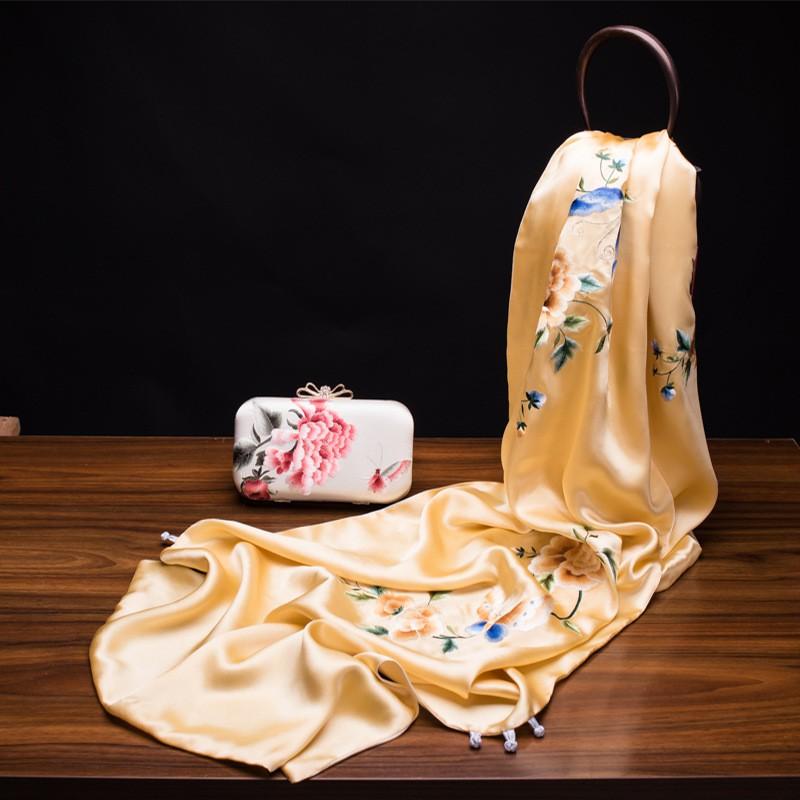 Su Embroidery Silk Scarf Long Double-sided Pure Shawl Gift Wedding Party