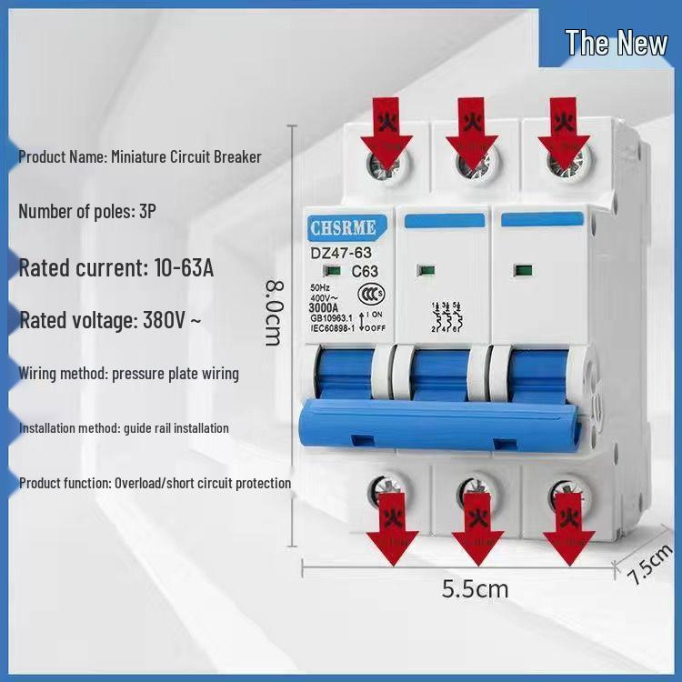 1P2P3P4P Residual Current Circuit Breaker Switch DZ47-63 - Main Household Air Circuit Breaker