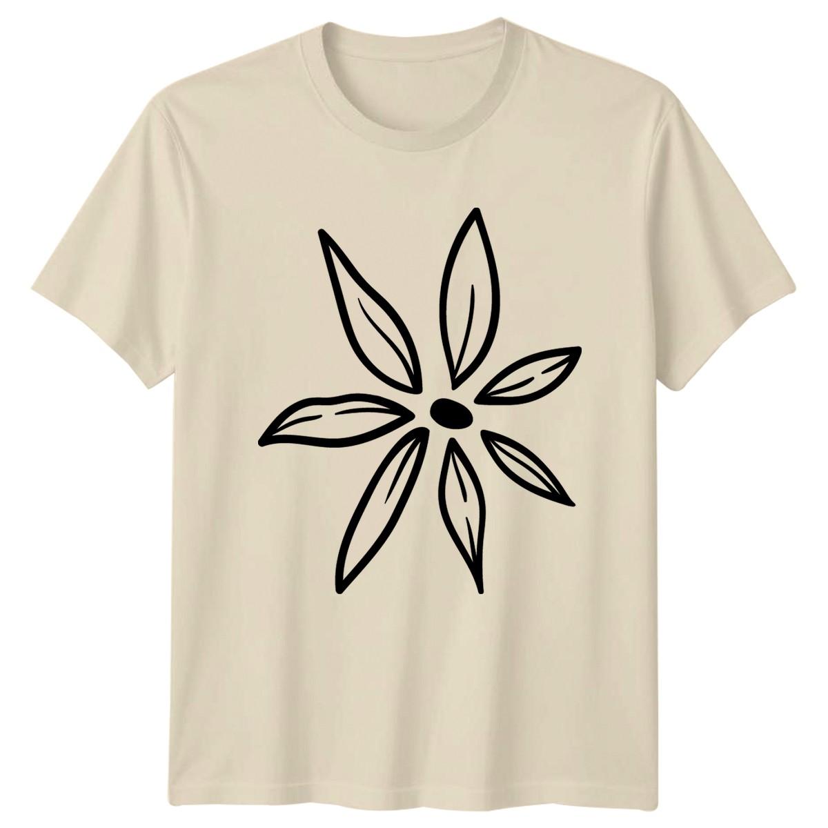 Minimalist Hand Drawn Floral Design T-Shirt Botanical Flower Birthday Gift XXXXL