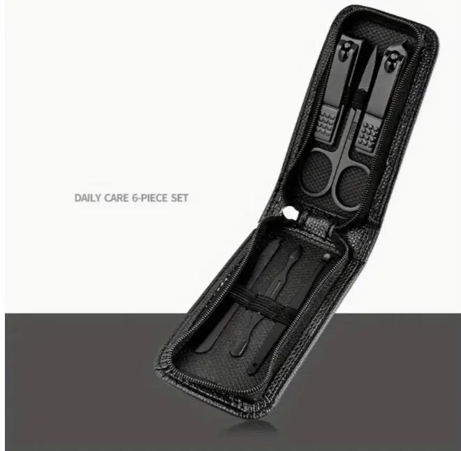 6 PCS Professional Nail Clipper Set - Premium Stainless Steel Manicure Tools for Precise Trimming, Portable Case for Home/Travel