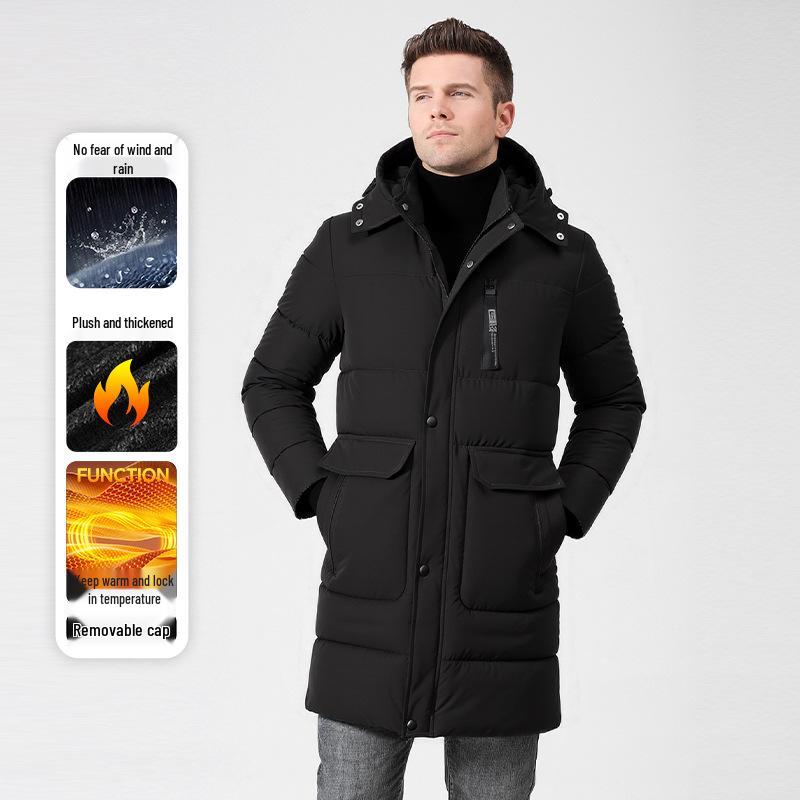 Мужская 3D Утолщенная Бархатная Длинная Хлопковая Куртка 2XL