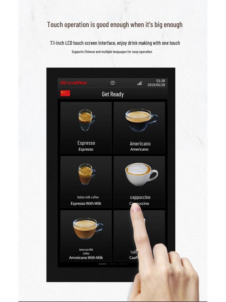 Dr. Coffee Minibar Automatic Coffee Machine with Grinder and Dual Pumps for Commercial Use