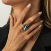 SHIXIN Personality Shiny Rhinestone Crystal Open Ring for Women Simple Geometric Irregular Adjustable Rings Fashion Jewelry Gift