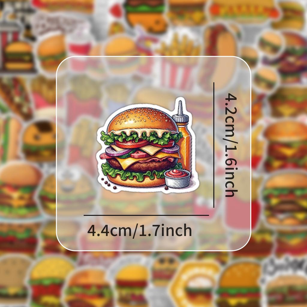 1050Pcs Burger Fries Cartoon Doodle Fashion Personalized Decoration Mobile Phone Waterproof Sticker Kids Toy