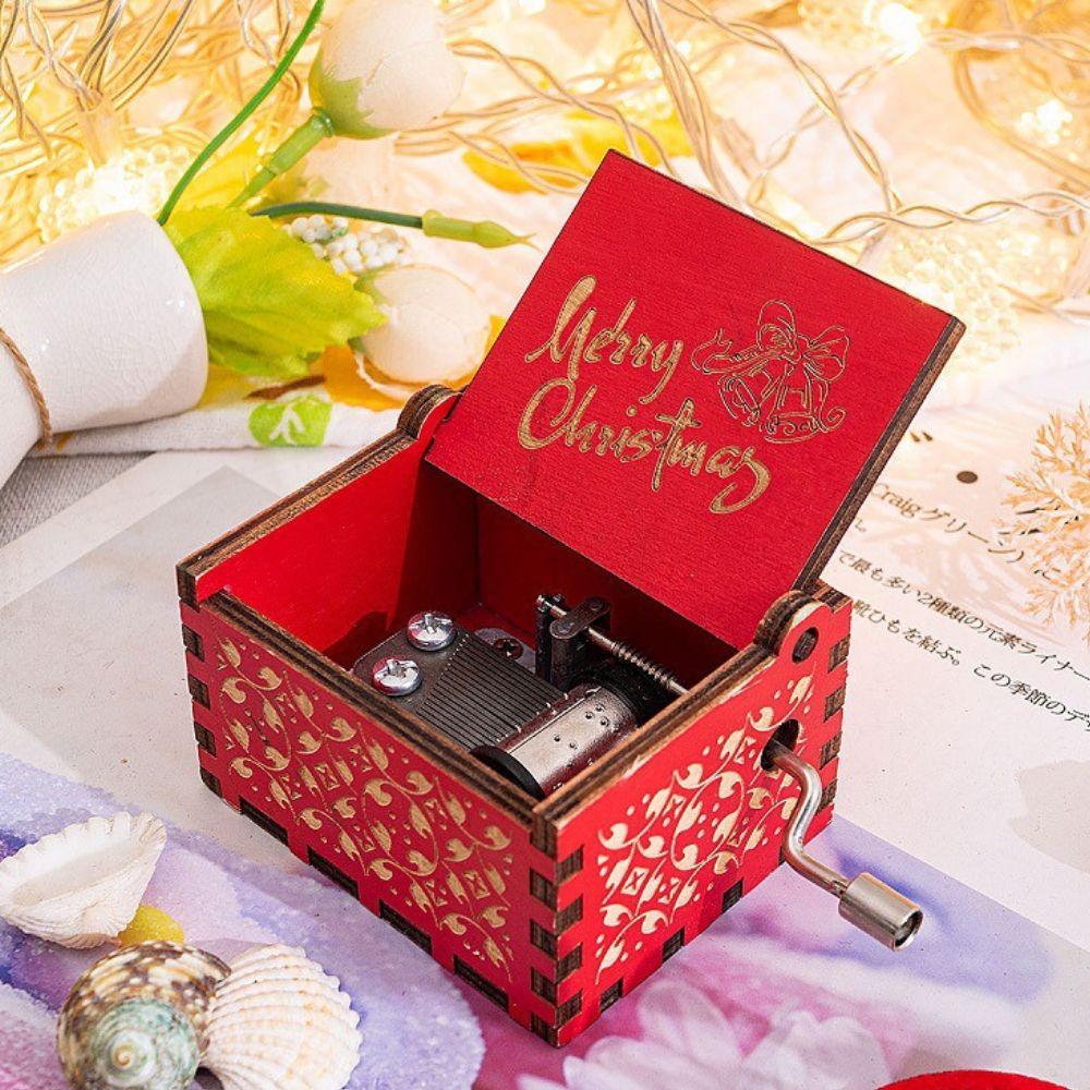 Wooden Hand Crank Music Box Anime Theme Halloween Merry Christmas Decoration Home Christmas Birthday Gift