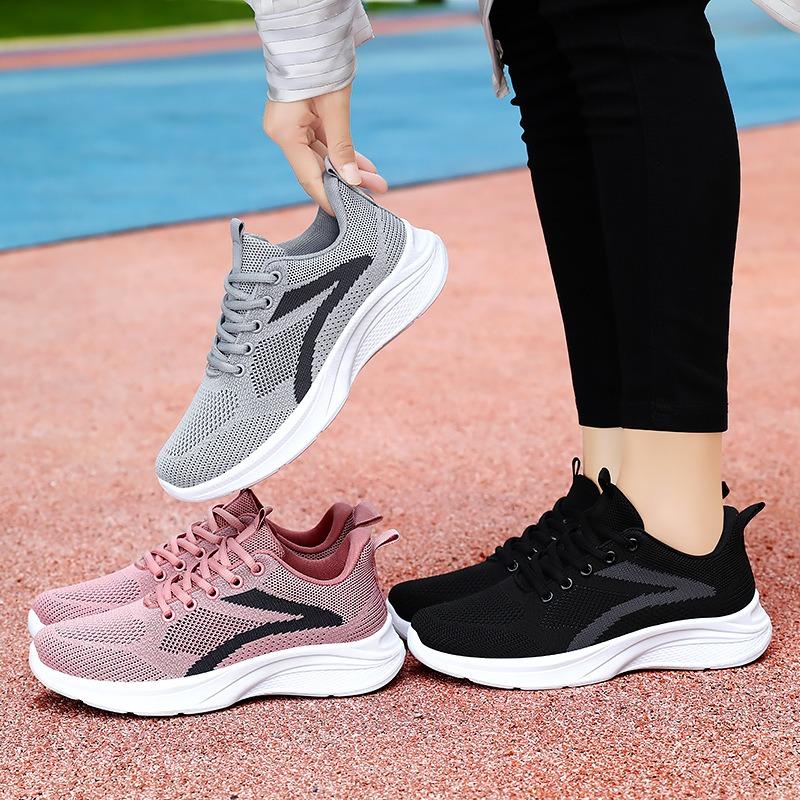 Women's Breathable Knit Casual Running Shoes, Soft-Soled Comfortable Senior Leisure Footwear.