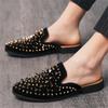 Nové pánské nazouváky Hip Hop Punk Nýty Kamínky Boty Slip On Ležérní Mules Mokasíny Prodyšné Mokasíny Zapatos Hombre