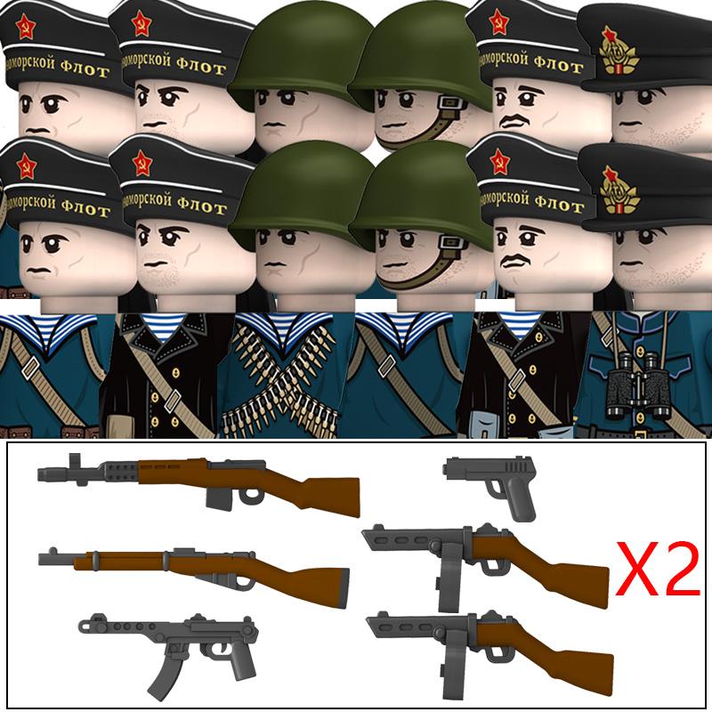 Militär WW2 Deutsche Marine Figuren Bausteine Marine Matrosen Soldaten U-Boot Kommandant Krieger Waffen Teile Steine Spielzeug Kinder