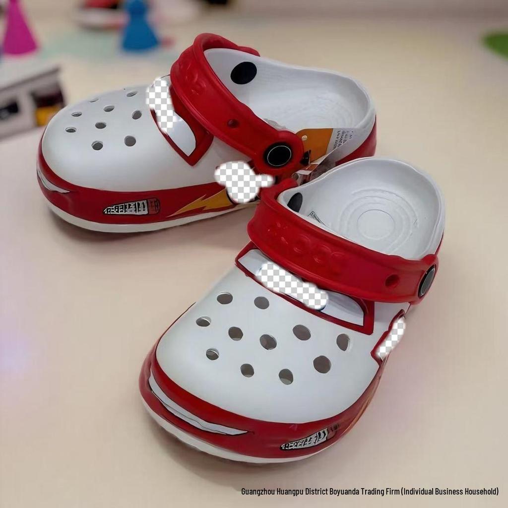 Kids' McQueen Car Light-Up Sandals: Non-Slip Casual Beach Shoes