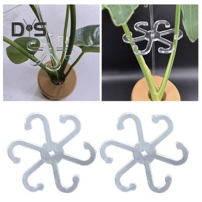 5 Pcs Plant Stem Holders Acrylic Plant Stem Support with Thin Rod Easy Installation Stem Support Hooks for Indoor Outdoor Garden Potted Plants