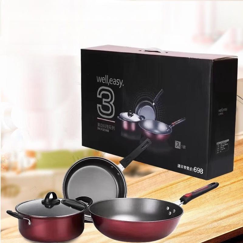 

ZISIZ 32 см Утонченный чугунный вок с плоским дном, набор