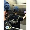 Pure Cotton Short-sleeved Baggy Large-size Casual T-shirt for Women Design Embroidered Floral Tops for Summer New Style College Style Women