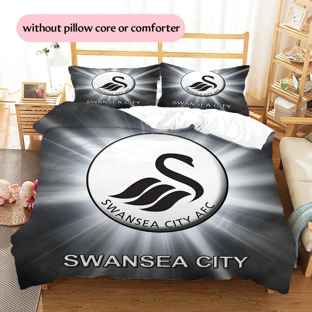 Biancheria da letto con motivo Swansea AFC Decorazione per la casa Regalo di compleanno ( 1 copripiumino + 2 federe, senza imbottitura),merchandising per fan.