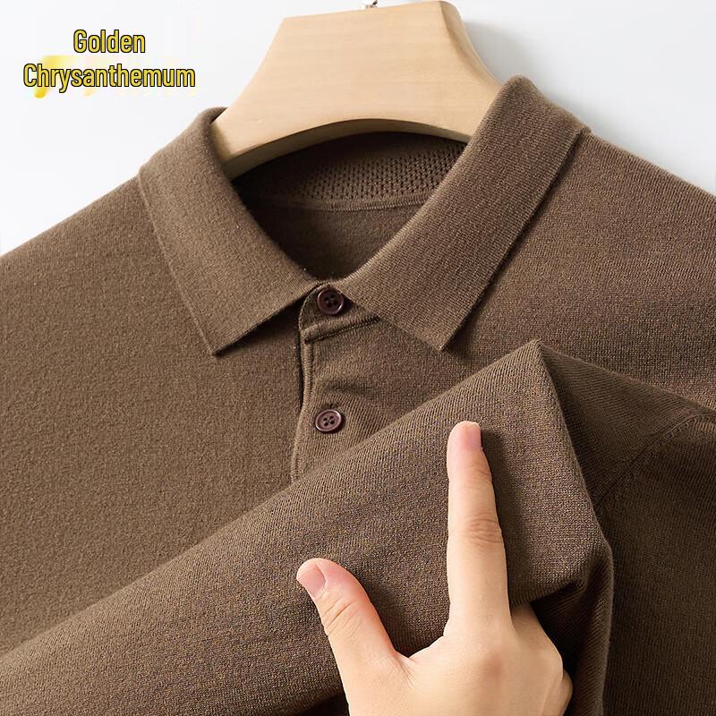 

Jinjuju Men s Autumn/Winter Long-Sleeve Wool Blend Polo Sweater 3XL