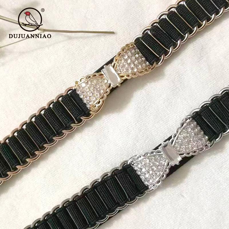 Black Elastic Waist Chain Women'S Pearl Diamond Bow Belt With Dress Women'S Buckle Waist Jewelry