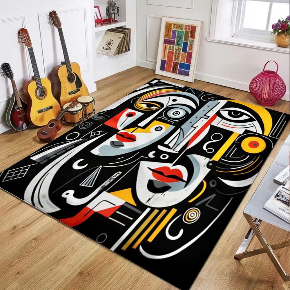 Double Face Abstract Art Area Rug Vibrant Stylish Soft Non-Slip Floor Carpet for Trendy Living Rooms Artistic Home Spaces 40x60cm