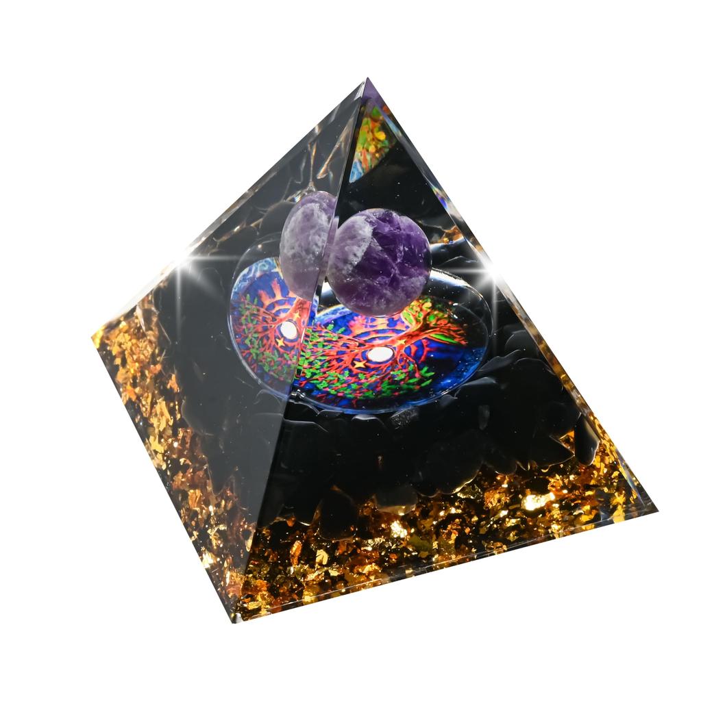 Orgonite Crystal Object, Orgone Pyramid Tower, Energy, Nature, Reiki, Healing, Chakra, 6cm x 6cm (20)