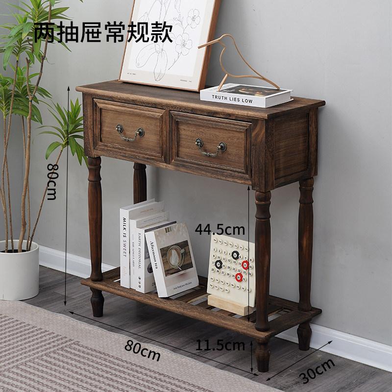 Vintage American Solid Wood Entryway Console Table Anti-Corrosion Hallway Cabinet with Drawers for Living Room & Balcony Storage