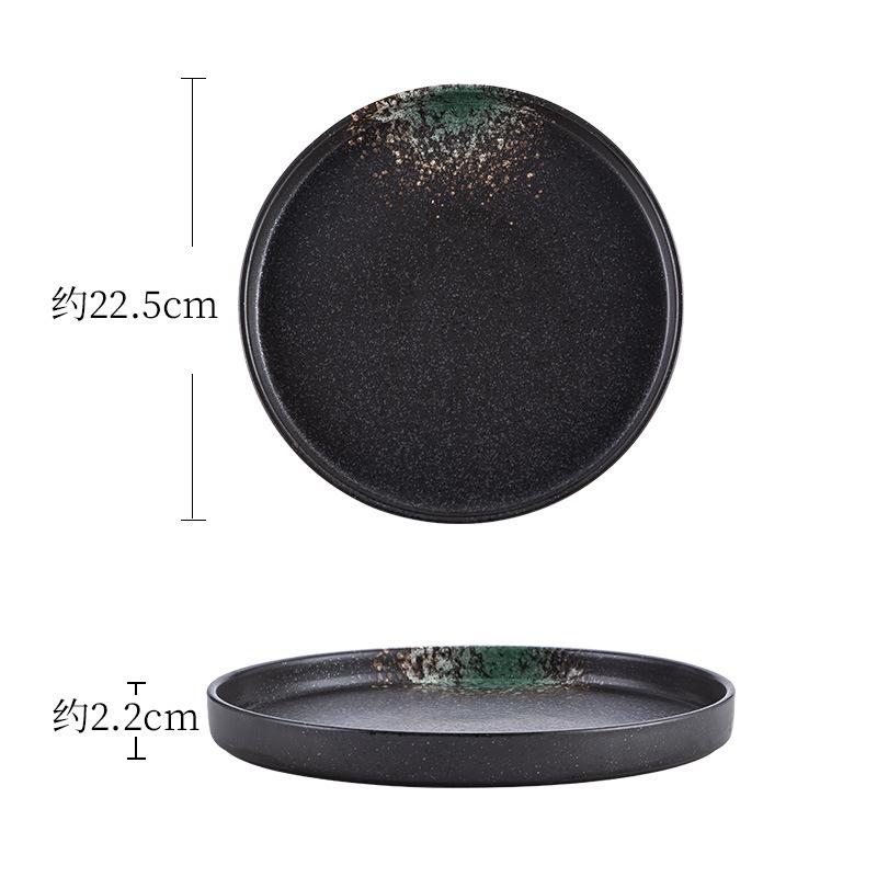Japanese Sashimi Plate, Nordic Western Food, Steak Salad Plate, Hot Pot Plate, Household Black Ceramic Tableware