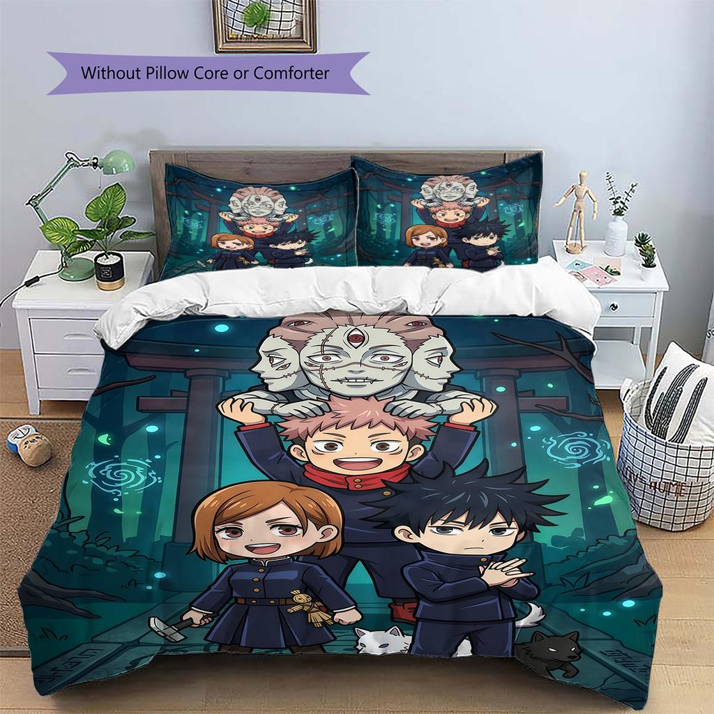J-Jujutsu K-Kaisens Chibi Character Set Duvet Cover & Pillowcase, Birthday & Holiday Gift.chl