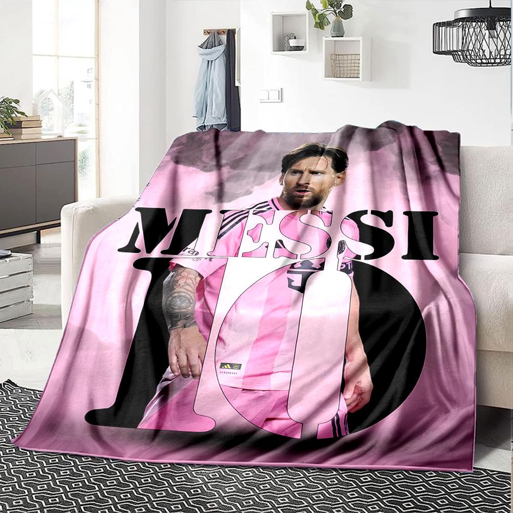 Leo Messi's Iconic Jersey Blanket Warmthful Decor Suitable for Bed Picnics Seaside Four Seasons Universal Stylish Decor Birthday Christmas Gift Blanke