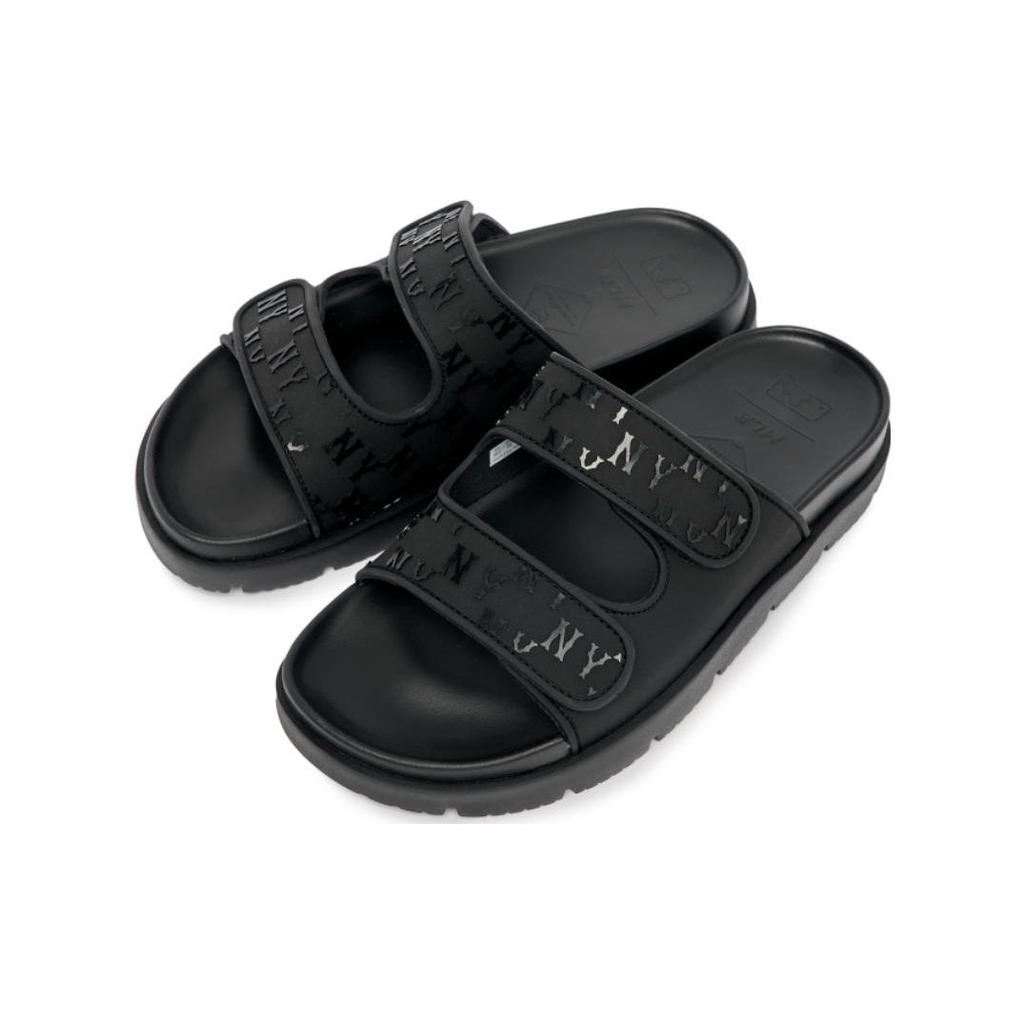 MLB Slipper Chunky Bouncer Non-Slip Durable Slide Sandals Unisex Footwear Black 3ALPCBT33-50BKS