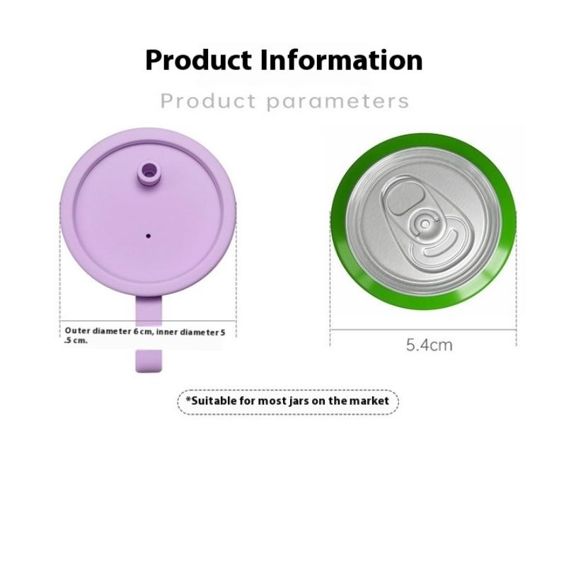 Dishwasher Safe Silicone Can Lid Spill Resistant Secures Closures Reusable Cover With Straw For Beer Beverage Container