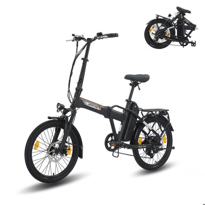 SPATIAL Vélo Électrique 20"Pliant - Moteur 250W-Batterie 36V/13Ah- 25 km/h Max-100KM Max(Mode ASSIST)- Shimano 7 vitesses-Noir