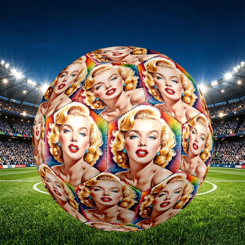 Marilyn Monroe Print Size 5 Soccer Ball, PU Wear Resistant Football for Match Training and Daily Practice, Birthday Gift for Soccer Fans