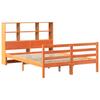 Solid Wood Bed with Shelf Without Mattress Wax Brown 120 X 190 Cm