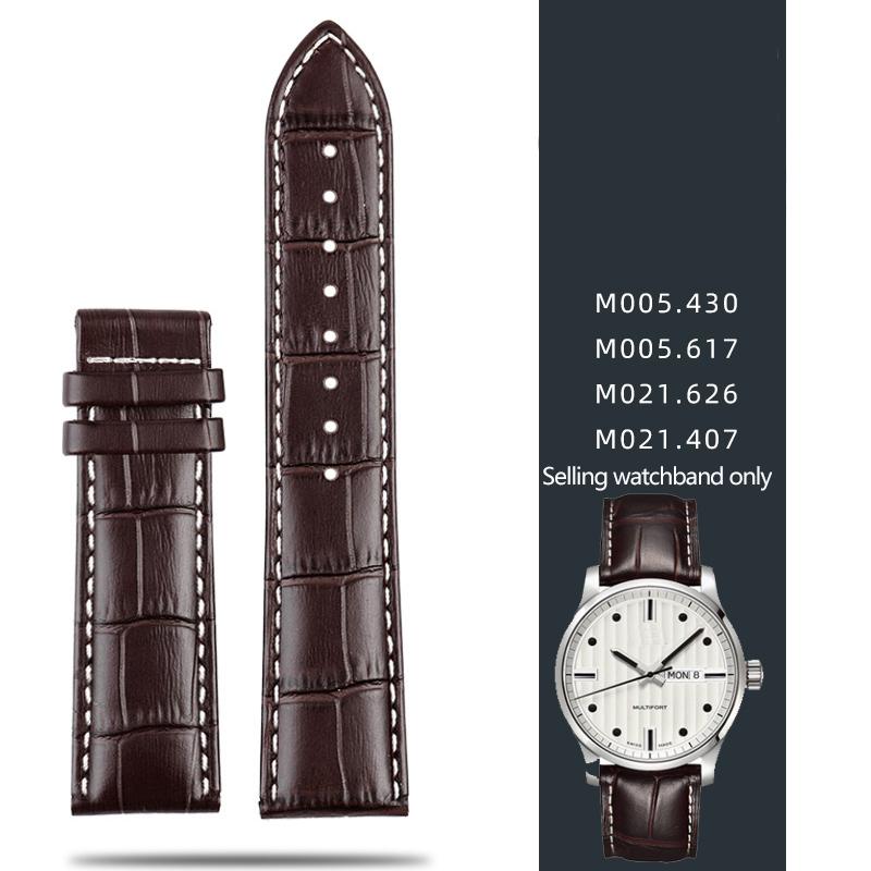 Leather Strap For Mido Helmsman M005 Orange Rudder M005614 m005430A Male Watch Chain with Butterfly Clasp Bracelet 22mm 23mm