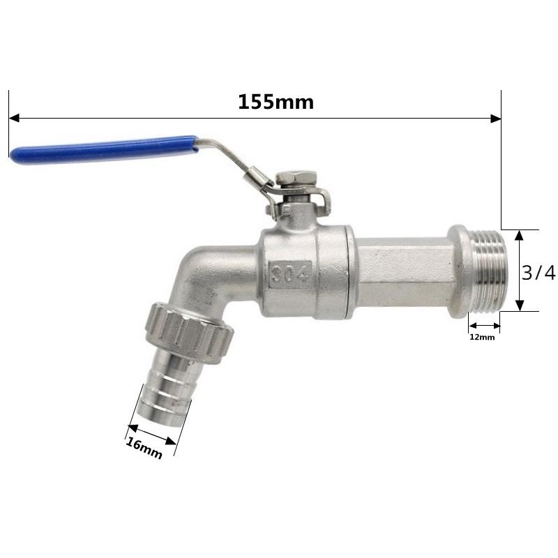 1/2" 3/4" 1" BSP Male To Hose Barb 304 Stainless Steel Ball Valve Water Faucet Spigot Home Garden Outdoor Antifreeze
